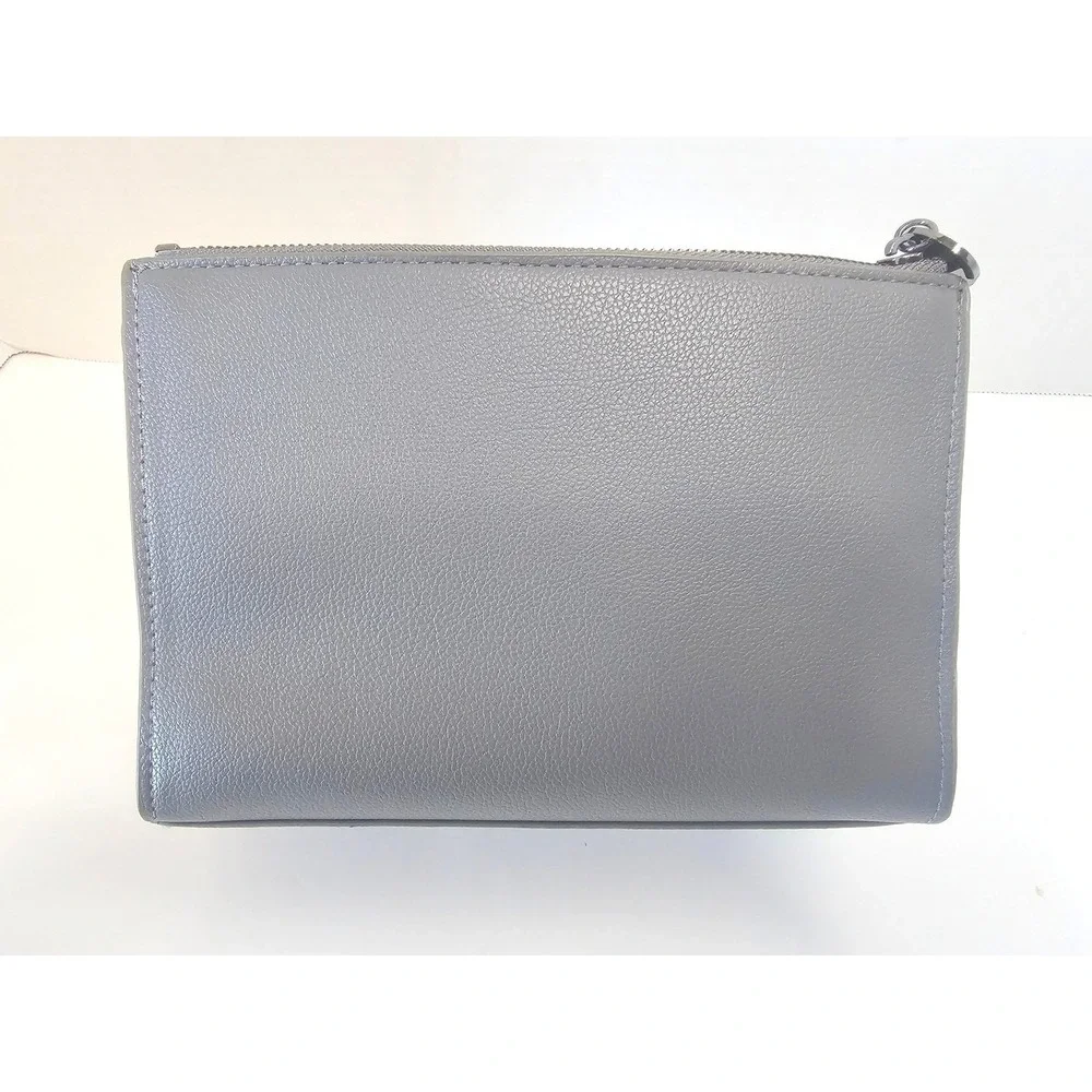La Prairie Switzerland Gray Pebble Grain Faux Leather Cosmetic Bag
